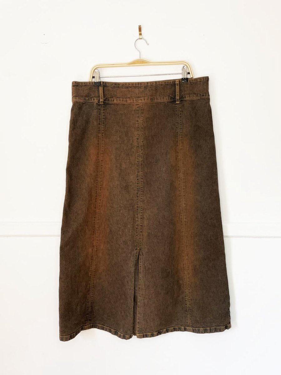 y2k lee jeans denim midi skirt | one true fit - good market thrift store
