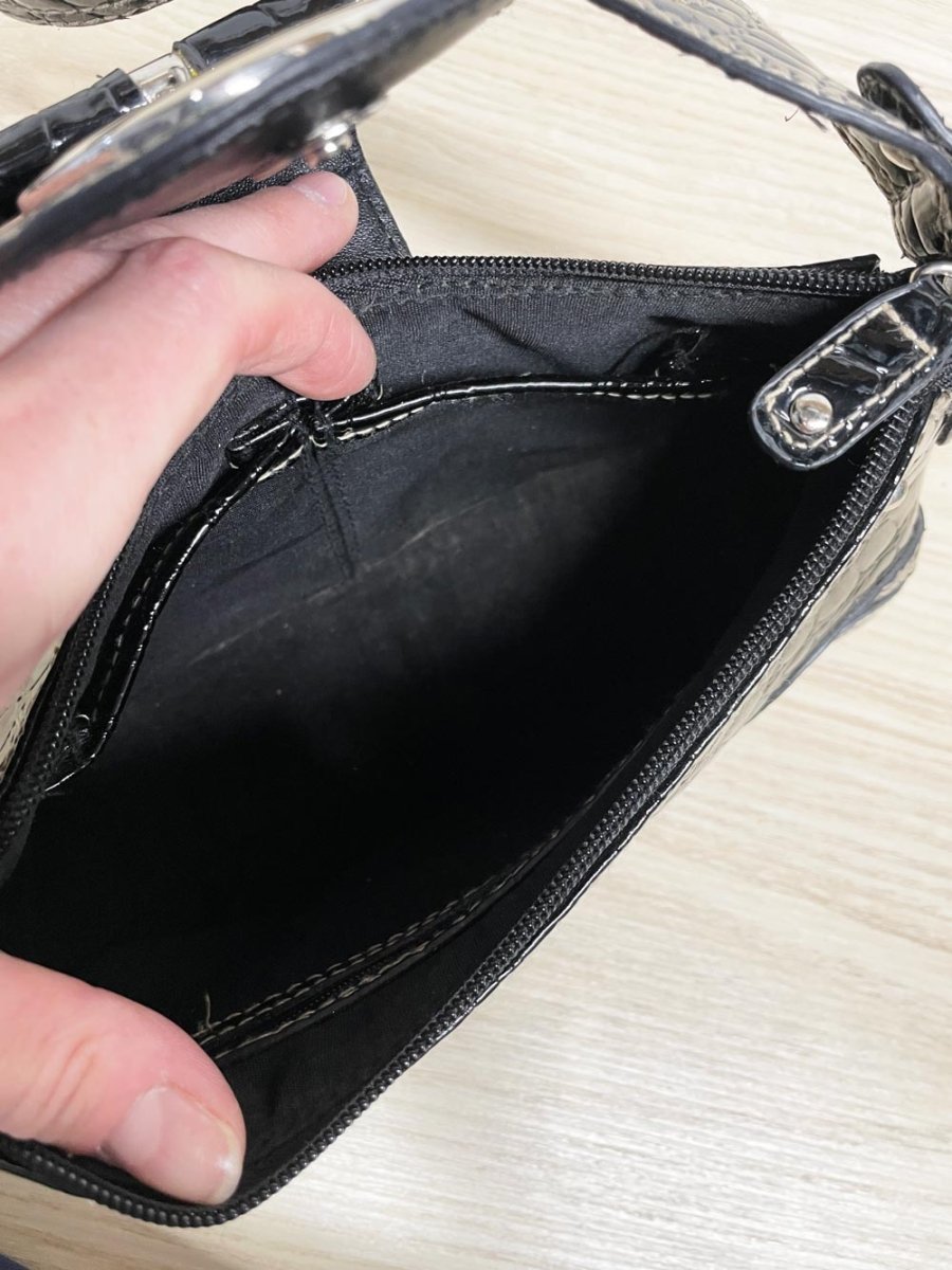 y2k linear snake embossed faux leather mini shoulder bag - good market thrift store