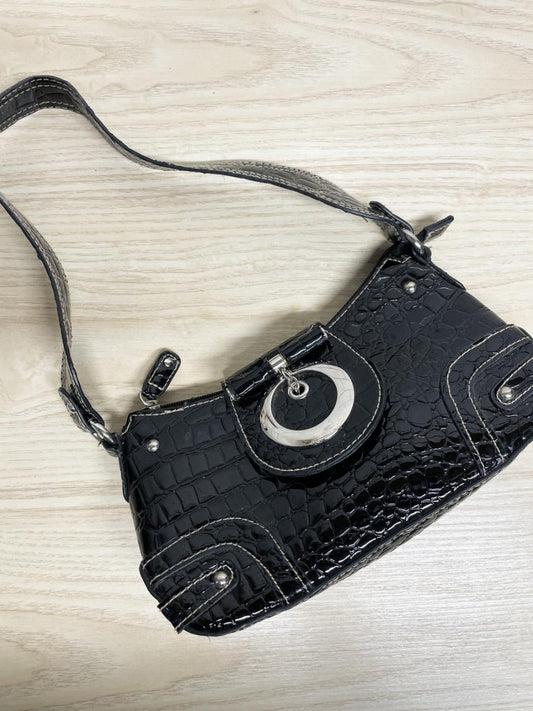 y2k linear snake embossed faux leather mini shoulder bag - good market thrift store