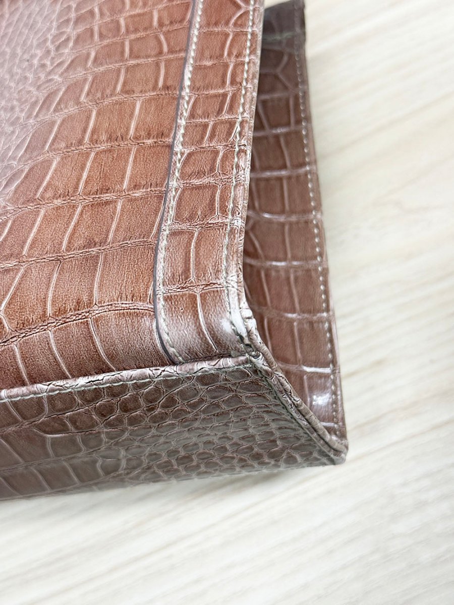 y2k liz claiborne faux crocodile structured shoulder bag - good market thrift store