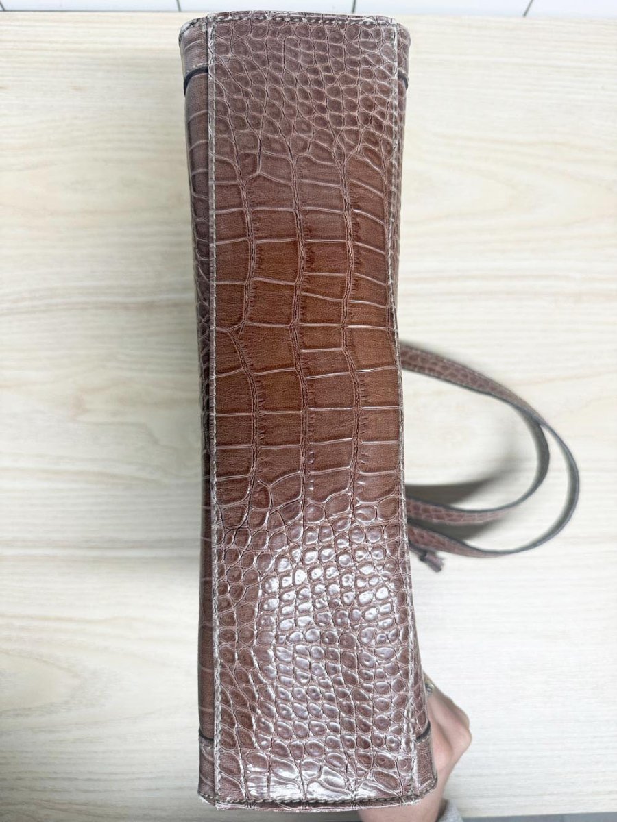 y2k liz claiborne faux crocodile structured shoulder bag - good market thrift store