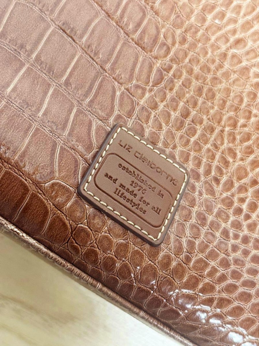 y2k liz claiborne faux crocodile structured shoulder bag - good market thrift store