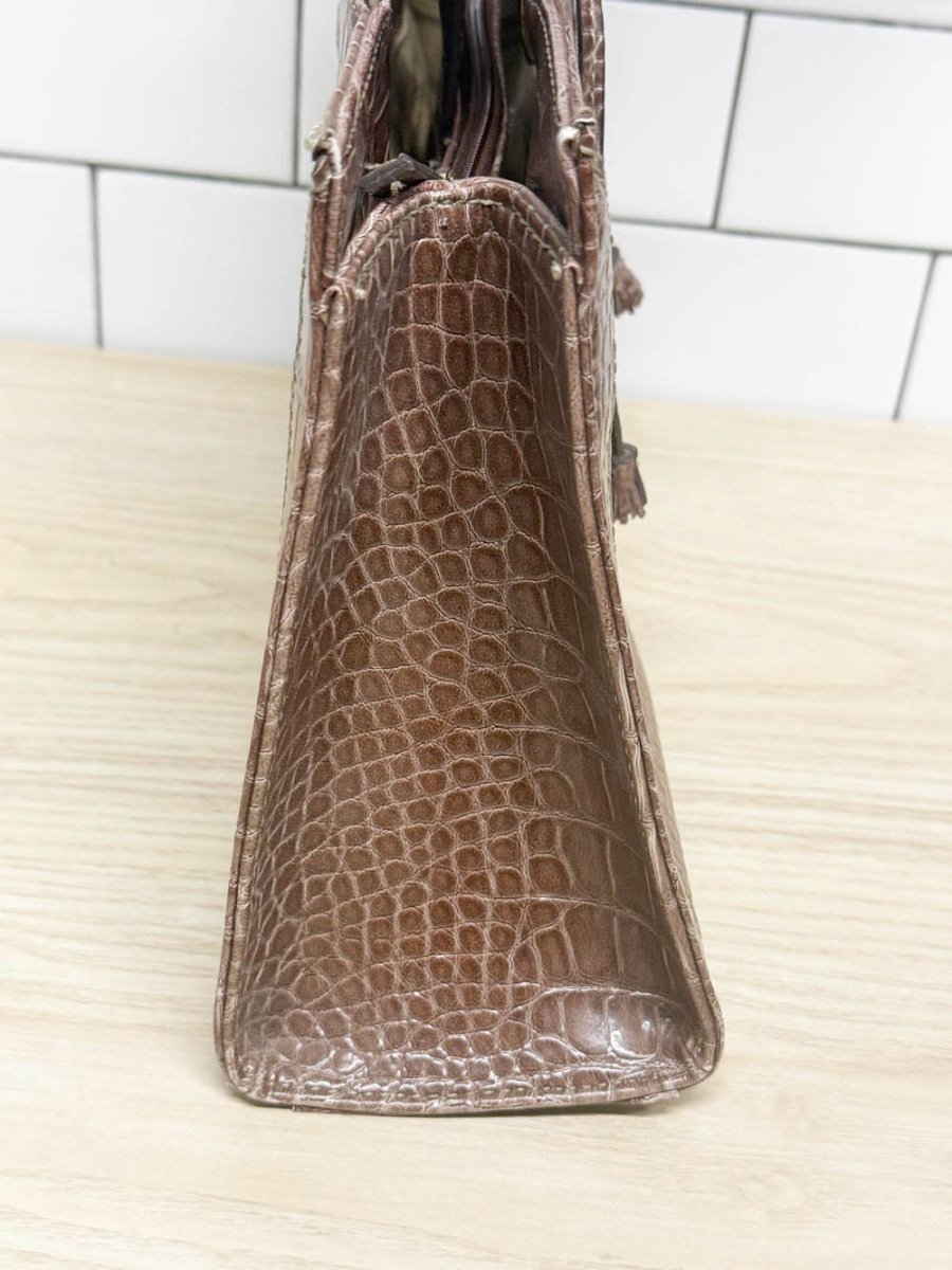 y2k liz claiborne faux crocodile structured shoulder bag - good market thrift store