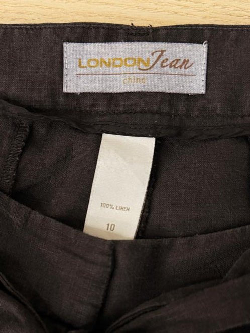 y2k london jean 100% linen belted wide leg culotte - good market thrift store