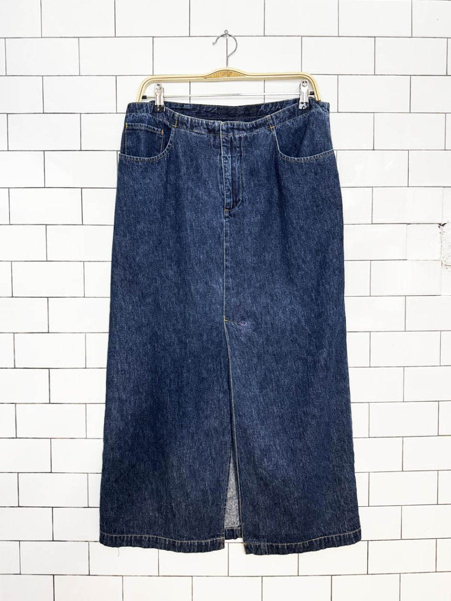 y2k low rise denim maxi skirt - good market thrift store