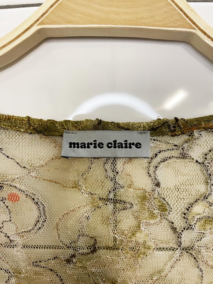 y2k marie claire floral sheer lace tie up cropped cardigan top - good market thrift store
