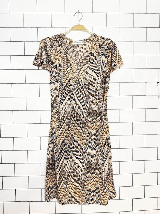 y2k marla kim stretch wrap flutter sleeve mini dress - good market thrift store