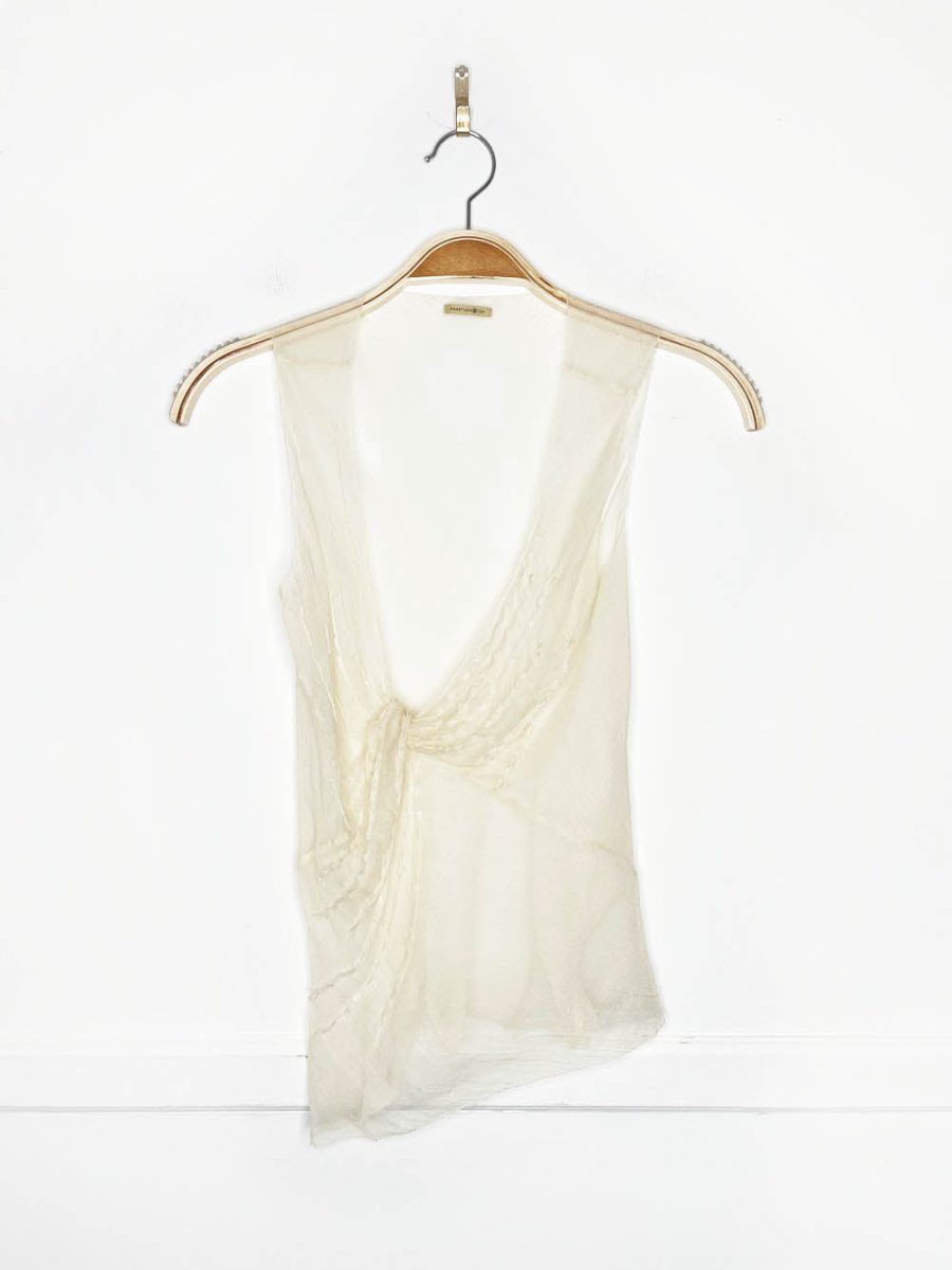 y2k max studio 100% silk chiffon beaded asymmetrical tank - good market thrift store