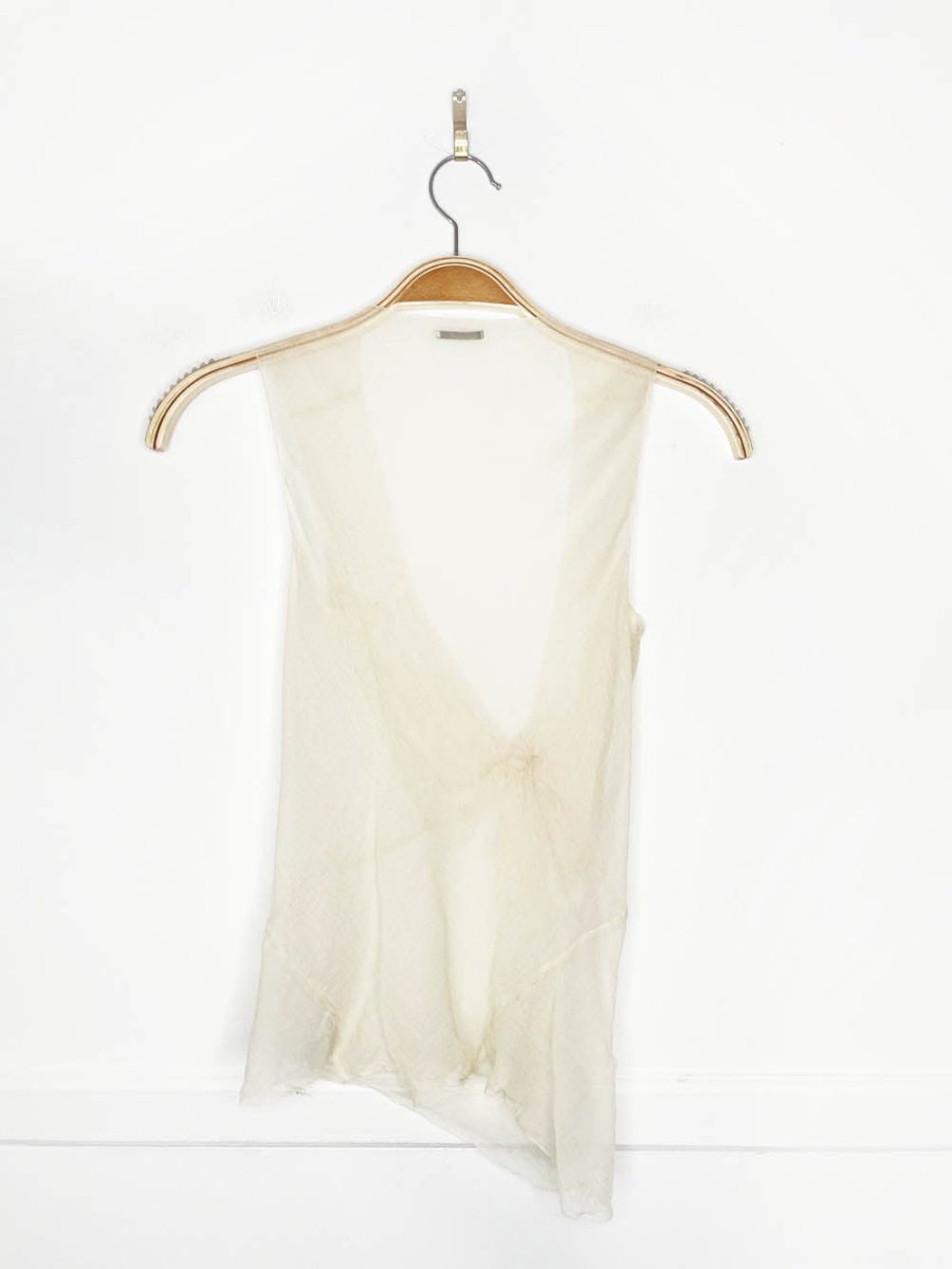 y2k max studio 100% silk chiffon beaded asymmetrical tank - good market thrift store