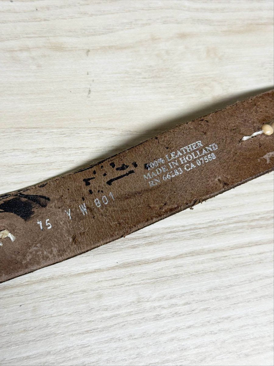 y2k mexx leather boho wooden beaded belt | made in Holland - good market thrift store
