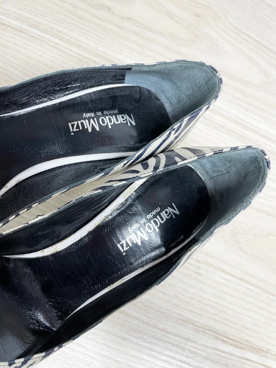 y2k nando muzi animal print leather pointed toe pumps | made in Italy - good market thrift store