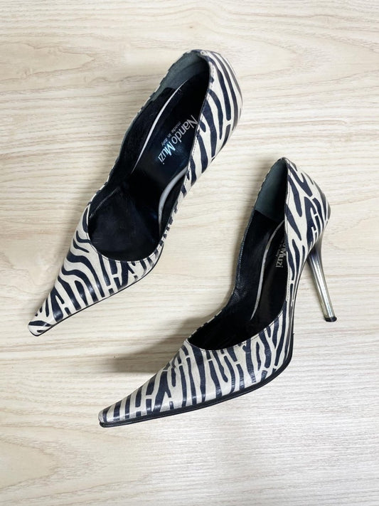 y2k nando muzi animal print leather pointed toe pumps | made in Italy - good market thrift store