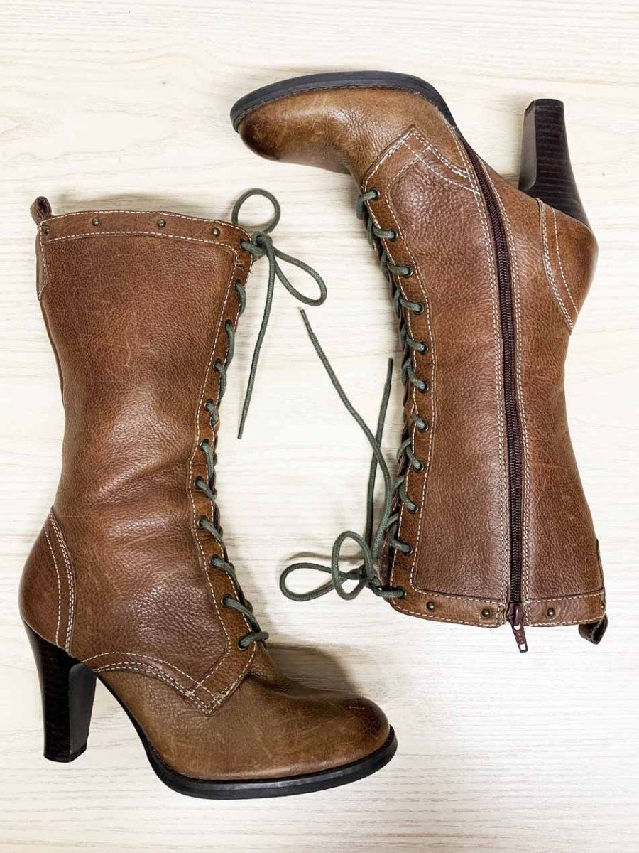 y2k naturalizer leather lace up heeled boots - good market thrift store