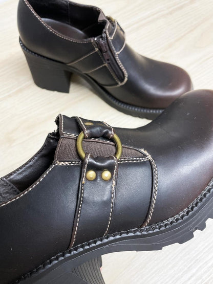 y2k nevada harness square toe heeled faux leather loafer | charlotte - good market thrift store