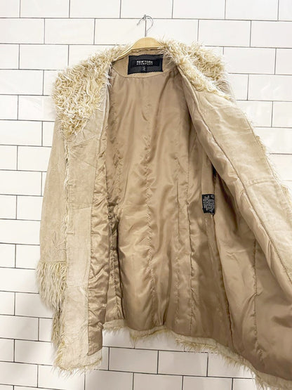 y2k new york & company boho suede embroidered penny lane coat - good market thrift store