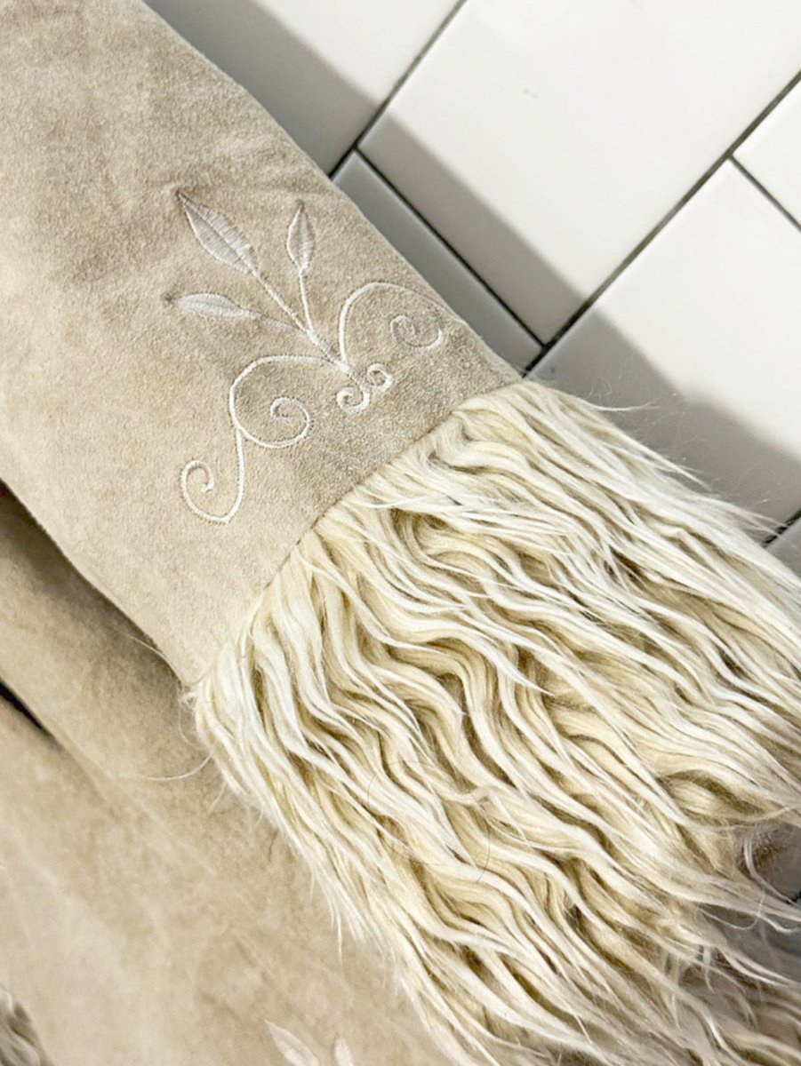 y2k new york & company boho suede embroidered penny lane coat - good market thrift store