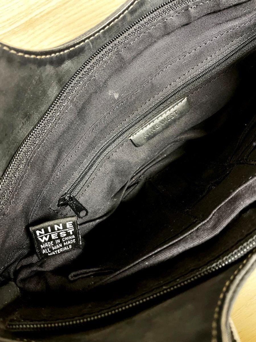 y2k nine west nylon buckle shoulder bag | faux leather trim - good market thrift store
