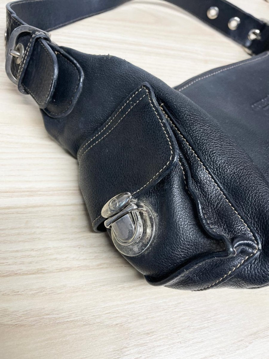 y2k nouveaute paris leather buckle shoulder bag - good market thrift store