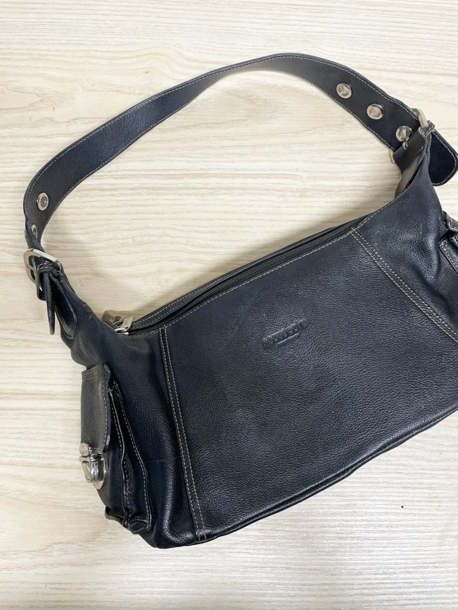 y2k nouveaute paris leather buckle shoulder bag - good market thrift store