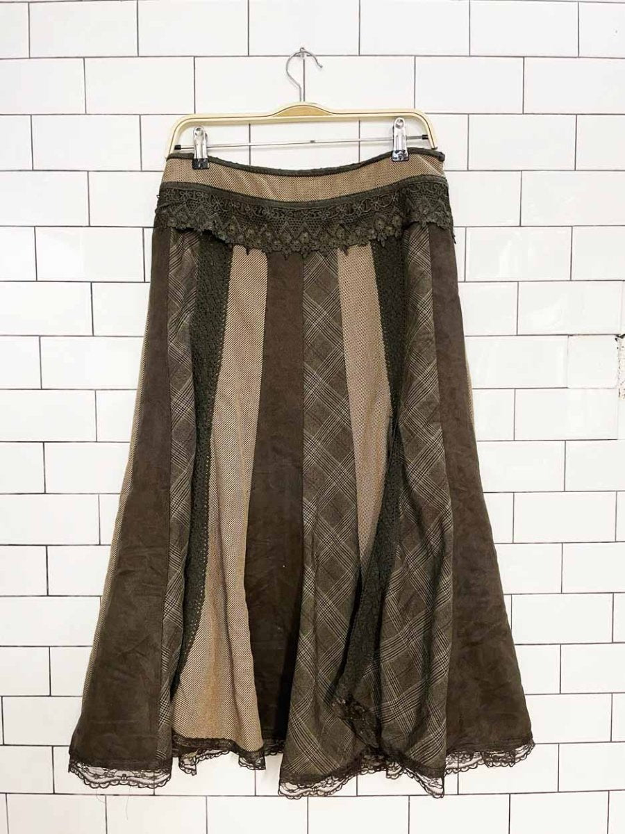 y2k nygard patchwork lace hem tulip midi maxi skirt - good market thrift store