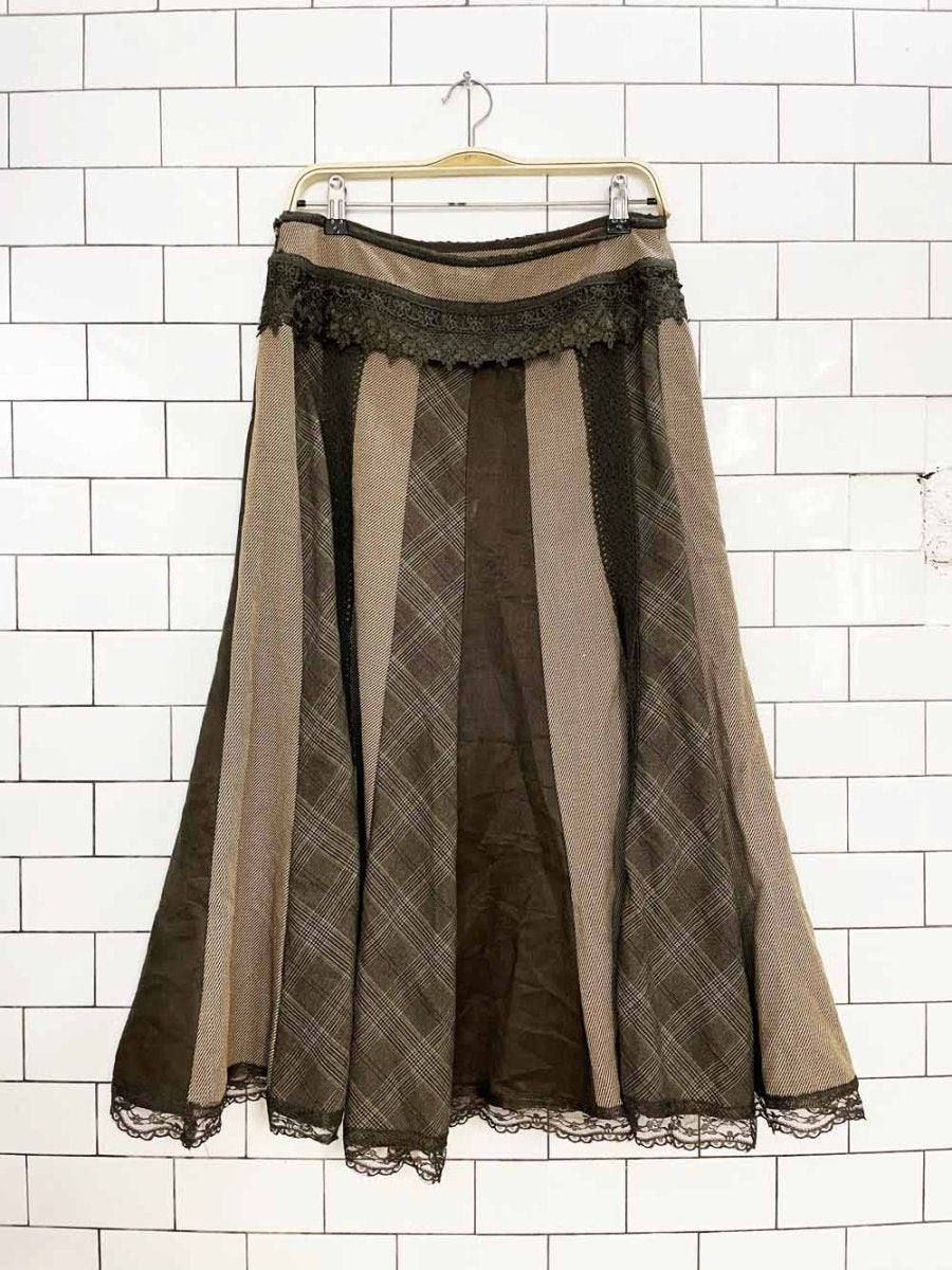 y2k nygard patchwork lace hem tulip midi maxi skirt - good market thrift store