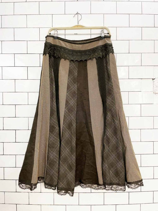 y2k nygard patchwork lace hem tulip midi maxi skirt - good market thrift store