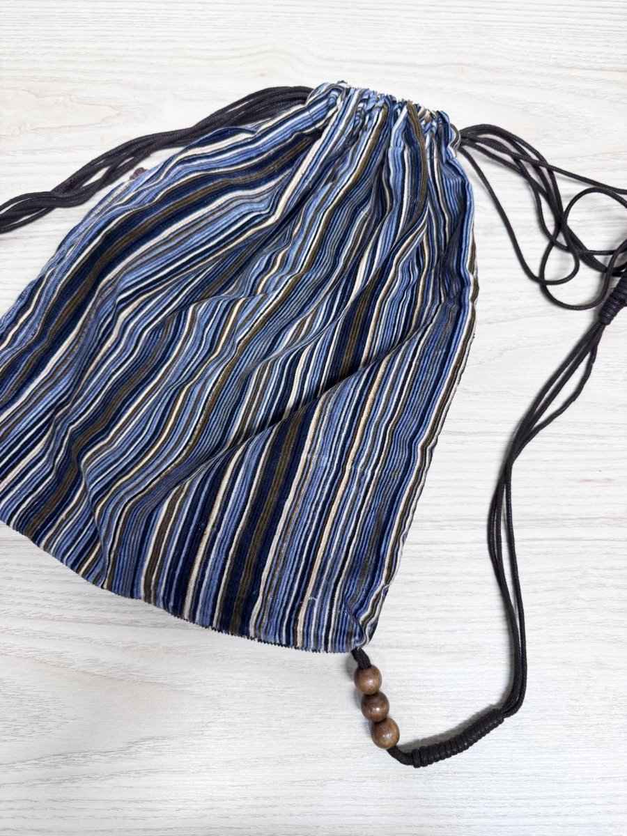 y2k old navy striped corduroy beaded drawstring backpack - good market thrift store