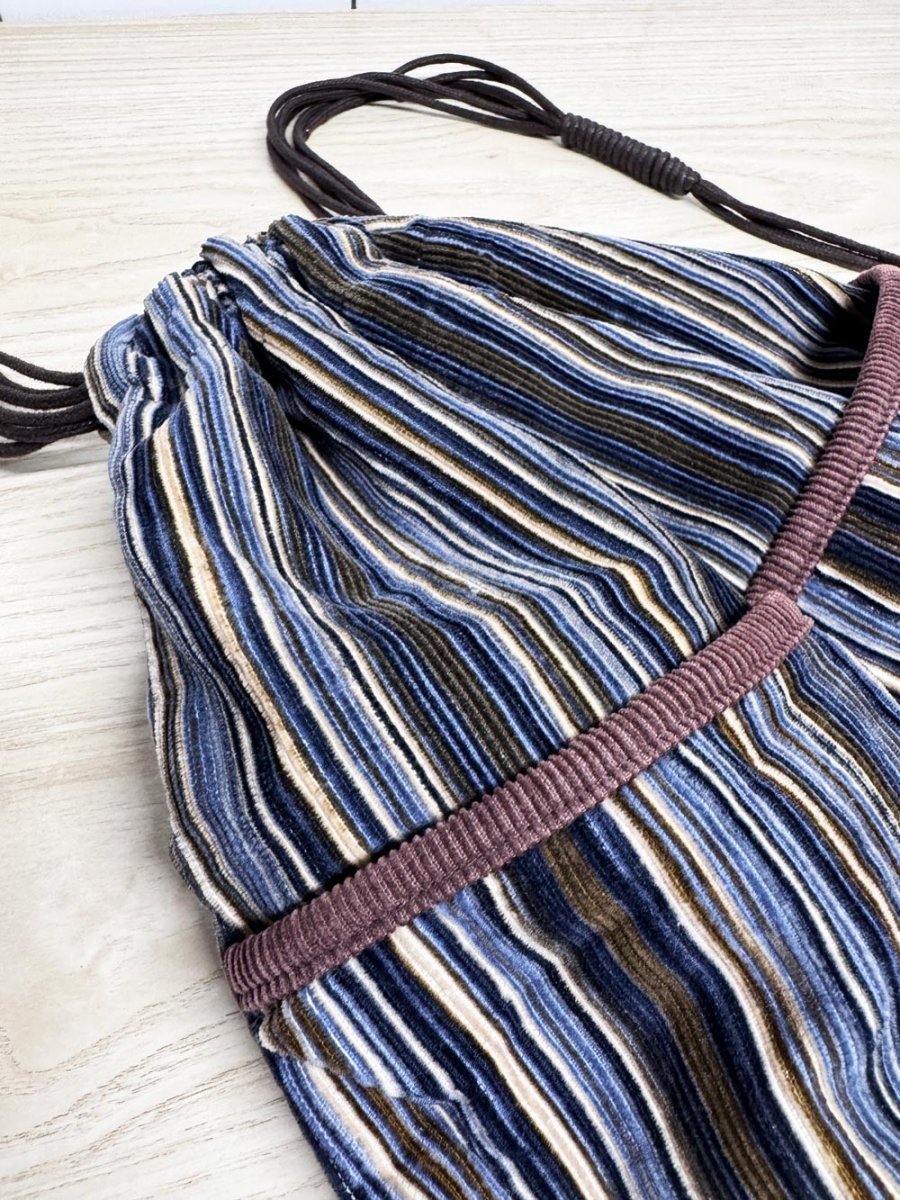 y2k old navy striped corduroy beaded drawstring backpack - good market thrift store