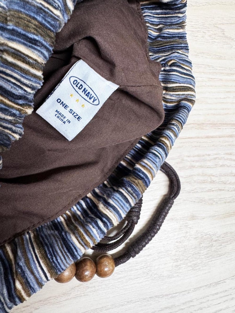 y2k old navy striped corduroy beaded drawstring backpack - good market thrift store