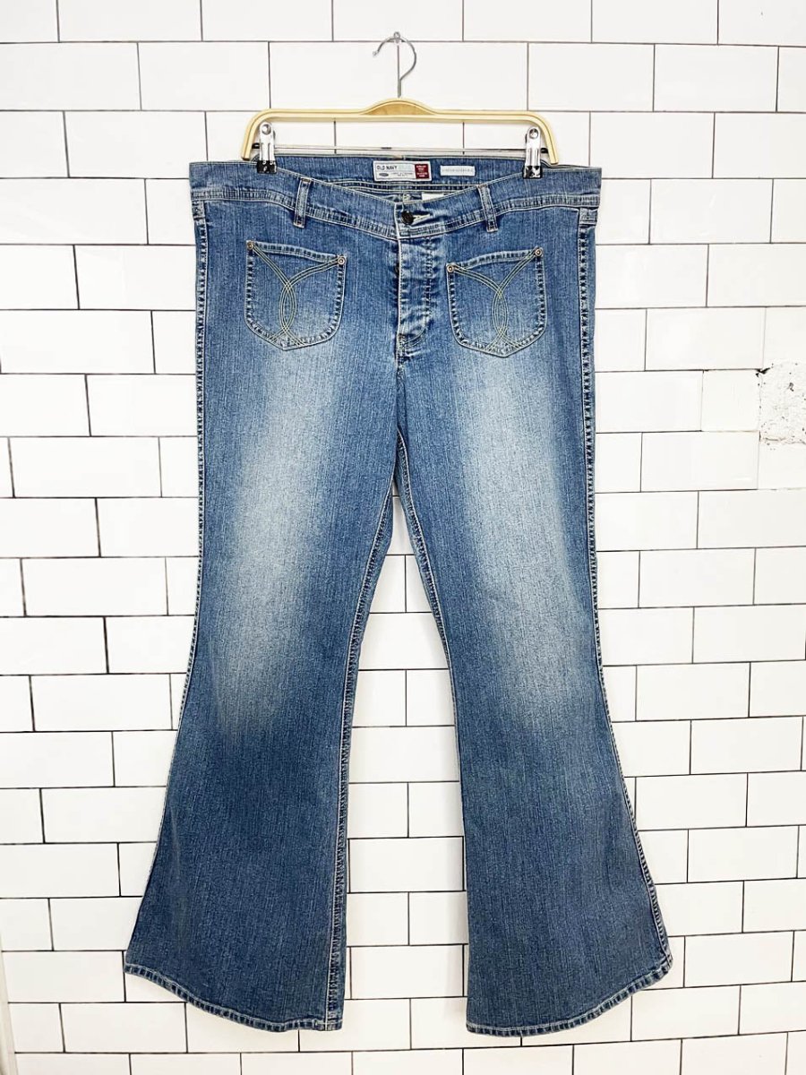 y2k old navy western stitch stretch flare leg jeans - good market thrift store
