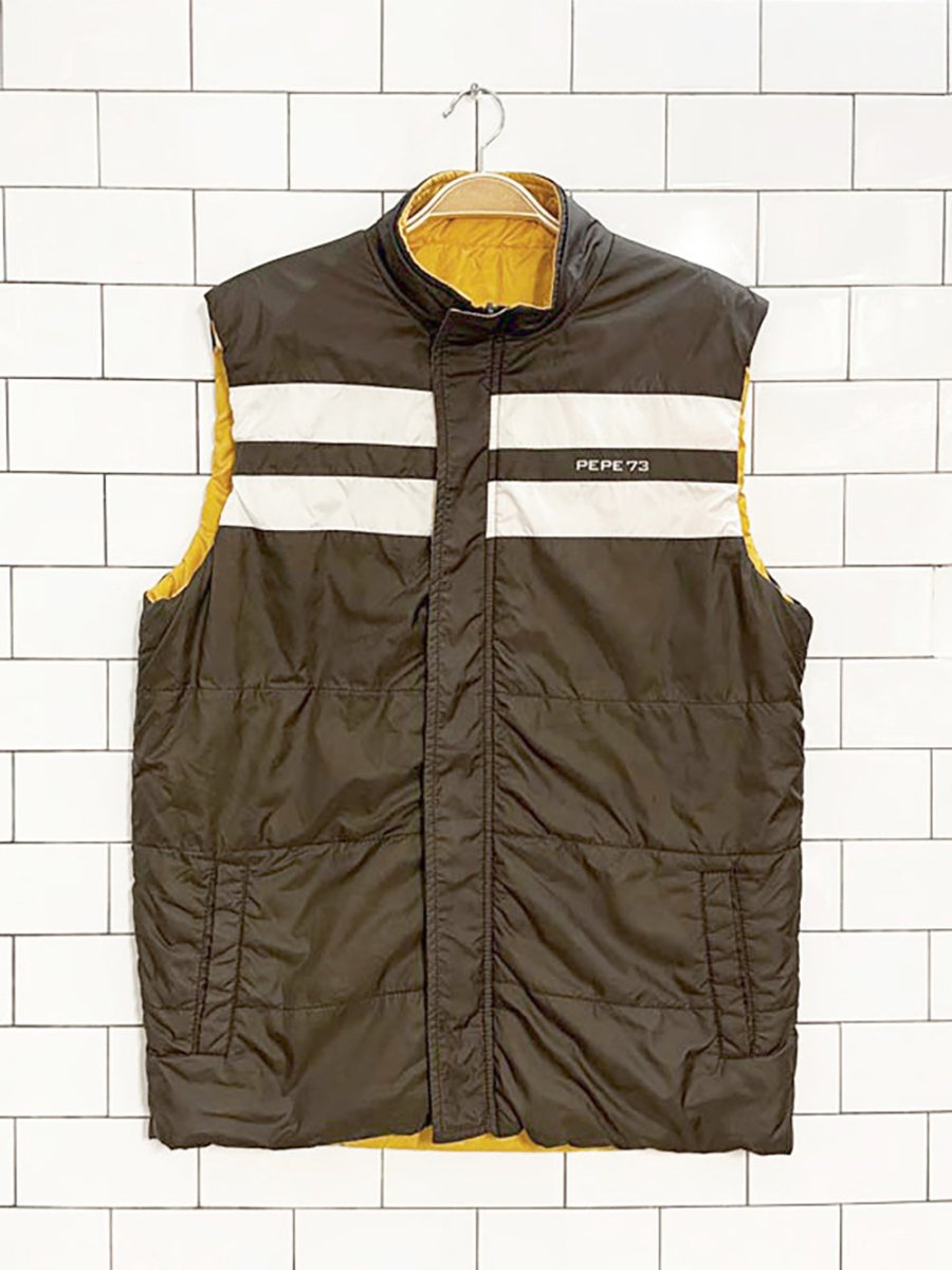 y2k pepe jeans reversible full zip puffer vest - good market thrift store