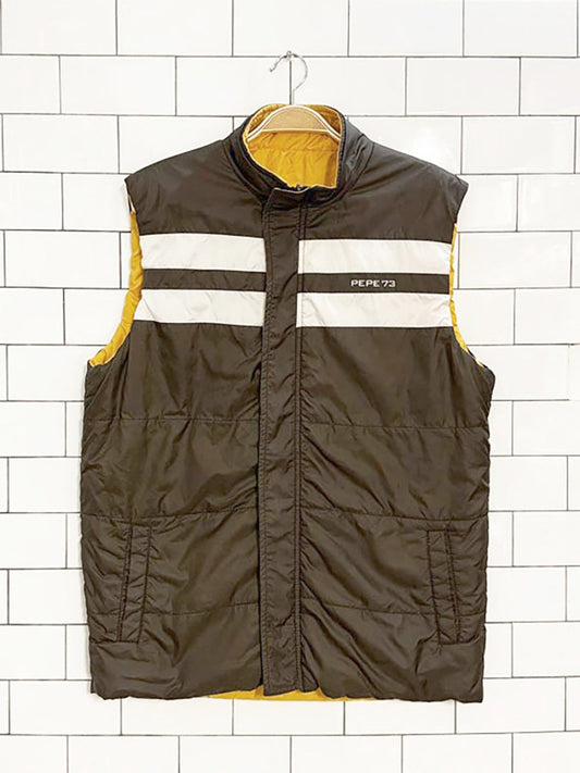 y2k pepe jeans reversible full zip puffer vest - good market thrift store