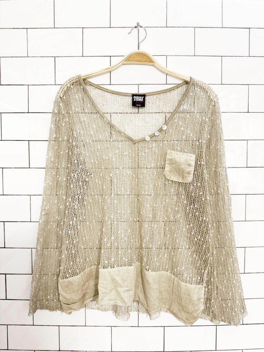 y2k point zero loose crochet knit top | nicole benisti - good market thrift store