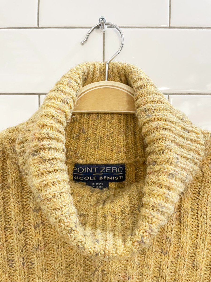 y2k point zero wool - blend chunky rib turtleneck | nicole benisti - good market thrift store