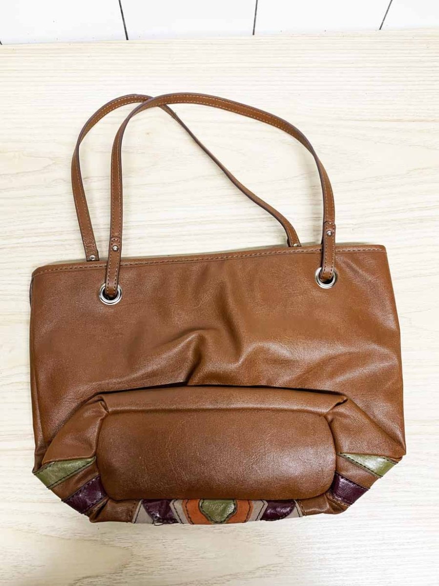 y2k relic by fossil boho floral faux leather patchwork shoulder bag - good market thrift store
