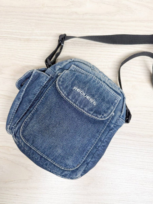 y2k request denim crossbody bag - good market thrift store