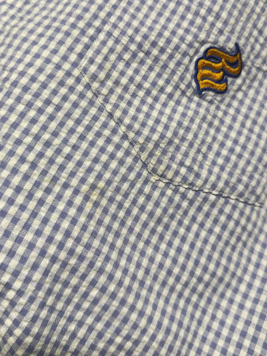y2k rocawear gingham full button logo pocket shirt - good market thrift store