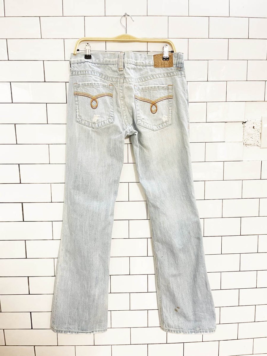 y2k roxy low rise distressed flare leg jeans - good market thrift store