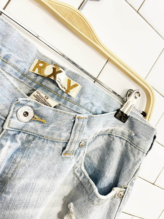 y2k roxy low rise distressed flare leg jeans - good market thrift store
