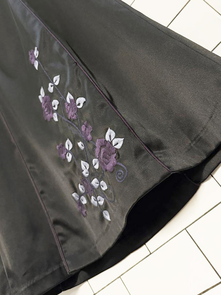 y2k rw&co satin strapless floral embroidery knee - length dress - good market thrift store
