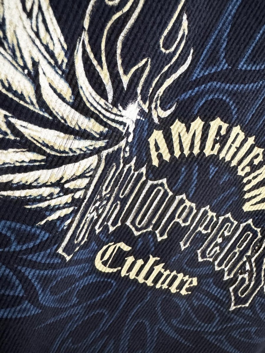 y2k sapphire lounge chopper culture waffle long sleeve top - good market thrift store