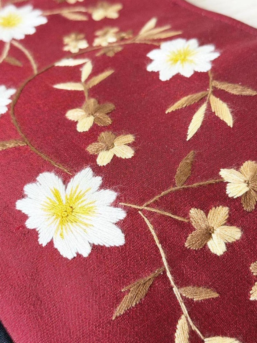 y2k satin floral embroidered hand bag - good market thrift store