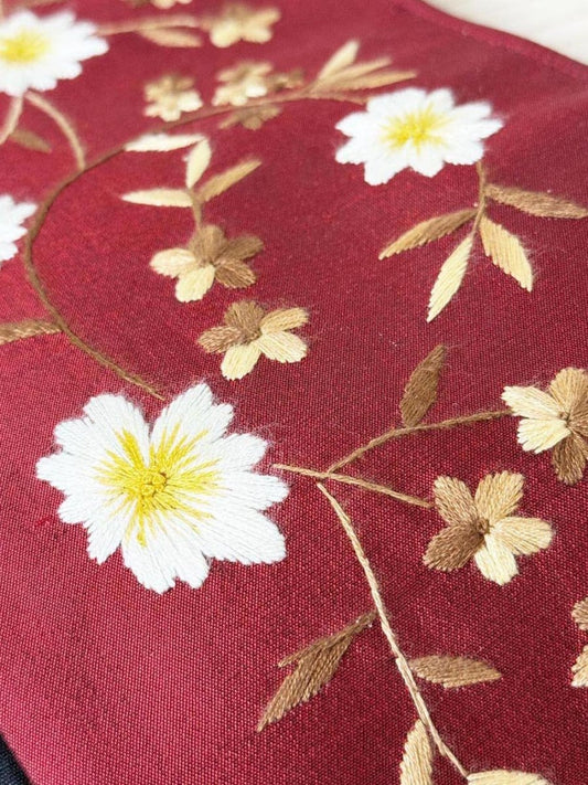 y2k satin floral embroidered hand bag - good market thrift store