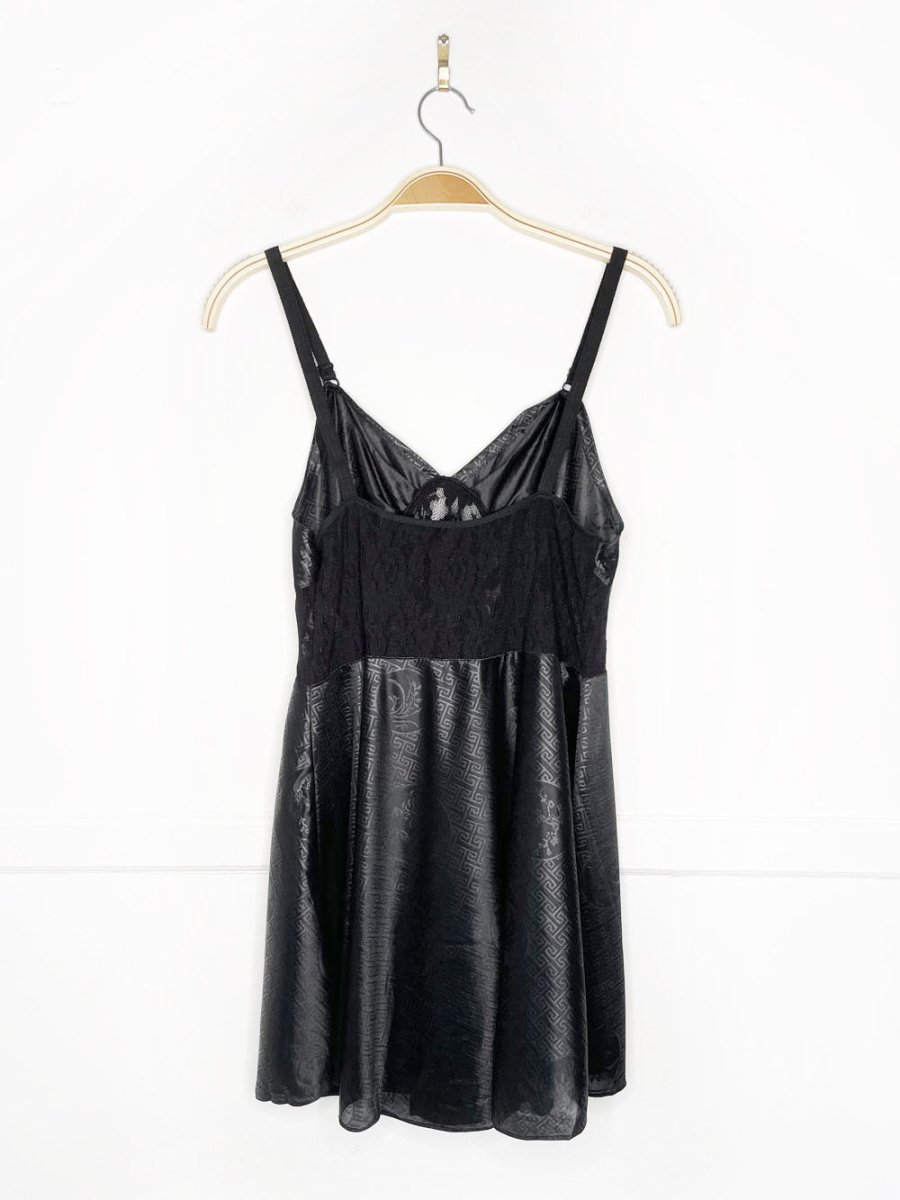 y2k satin lace trim mini slip dress - good market thrift store
