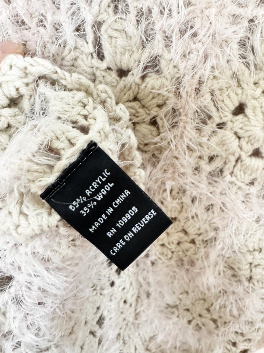 y2k sioni wool-blend crochet flower loose knit cardigan - good market thrift store