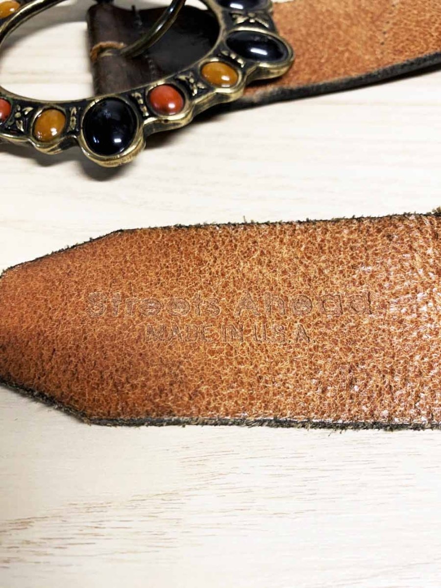 y2k streets ahead leather belt | made in italy | made in USA - good market thrift store