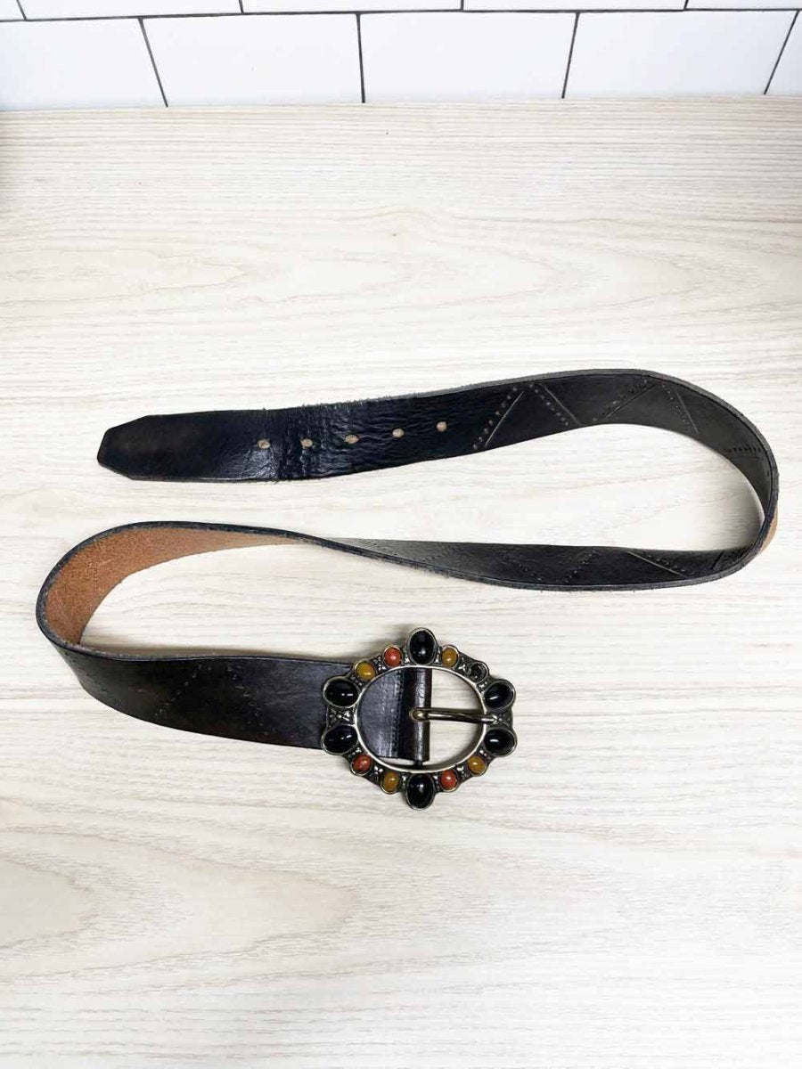 y2k streets ahead leather belt | made in italy | made in USA - good market thrift store