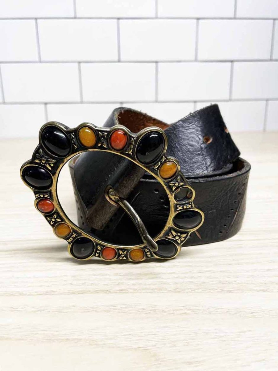 y2k streets ahead leather belt | made in italy | made in USA - good market thrift store
