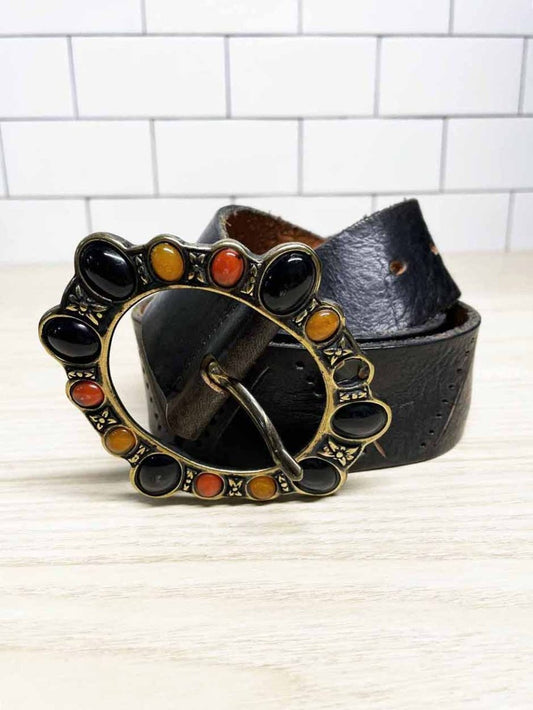 y2k streets ahead leather belt | made in italy | made in USA - good market thrift store
