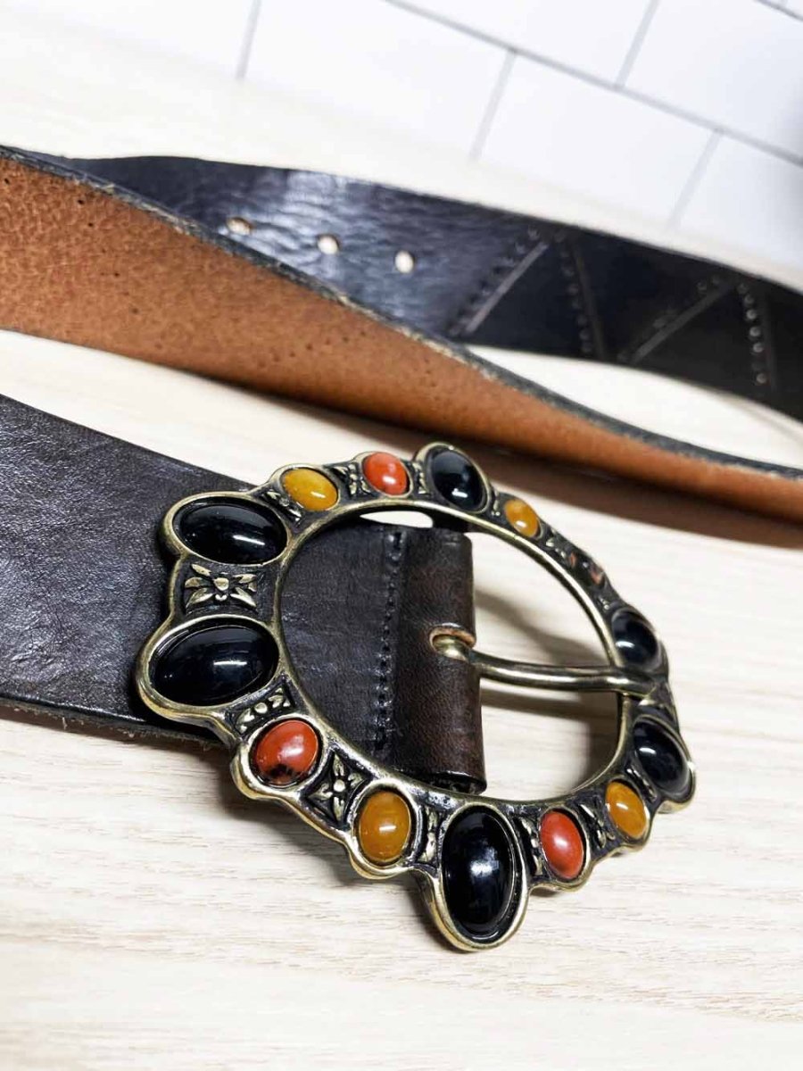 y2k streets ahead leather belt | made in italy | made in USA - good market thrift store